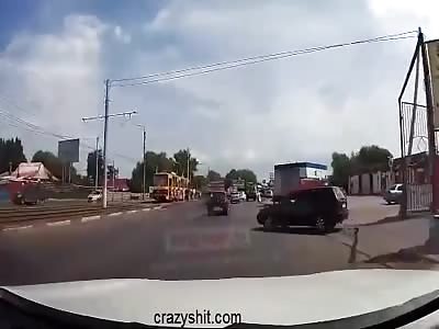 DISTRACTED GRANNY GETS RUN OVER BY DUMP TRUCK