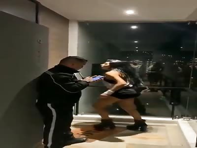 wife try to break hotel room door for catching husband and his mistres