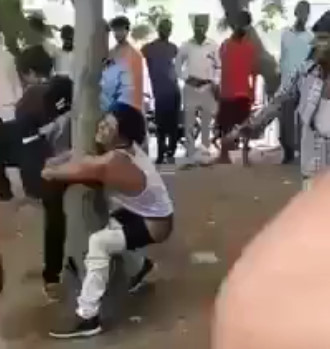 Thief Tied Like an Animal & Beaten on the Dusty Place