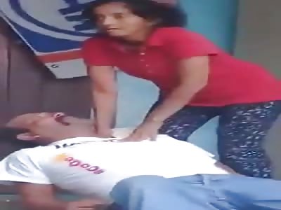 LOL: Wife Beats Drunk Husband... Drags Him Out of House.
