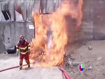 fire fighters trapped inside a flame 