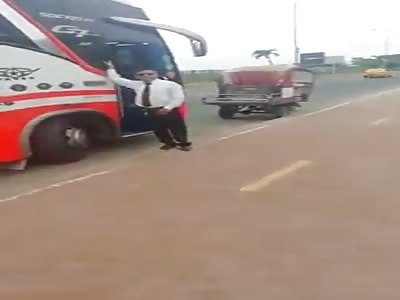 Bus driver gets stone to the head 