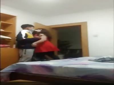 Chinese man beating prostitute after argument about the price 