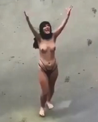 Nude Syrian Drugged Woman Gone Crazy but Keep Ger Hijab on Her Head