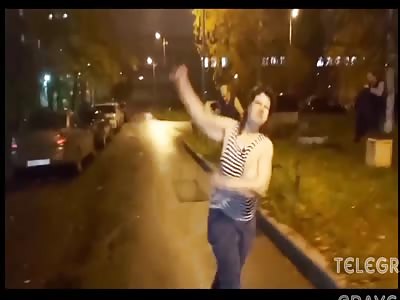 Russian drunk party in street 