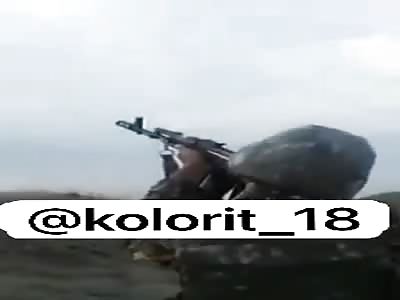 Exact moment of Azerbaijan soldier shooting down Armenian helicopter.