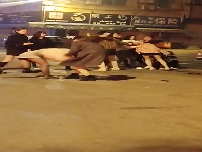 Group of Chinese street prostitutes fighting over territory 