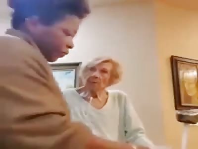 Racist old lady spits on a Black caregiver multiple times