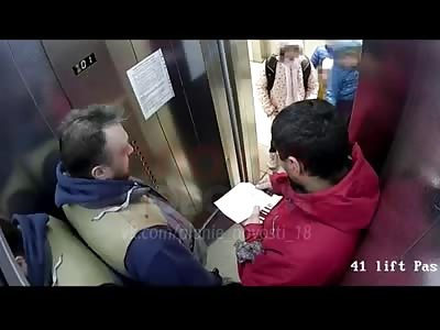 Russian angry father inthe elevator 