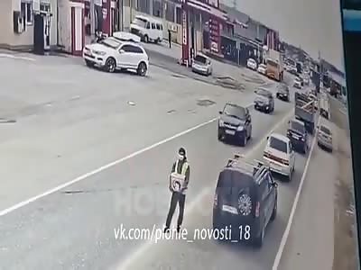 Driver ran into a man who collecting money in the middle of the road 
