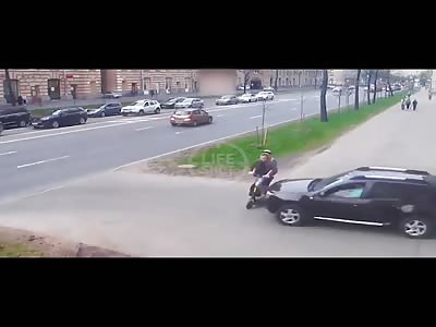 Ejection of a couple on a scooter in St. Petersburg.