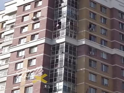 Naked Russian drug addict commit suicide by jumping from the 15thfloor