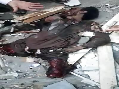 Shattered body of taliban terrorist afrer explosion 