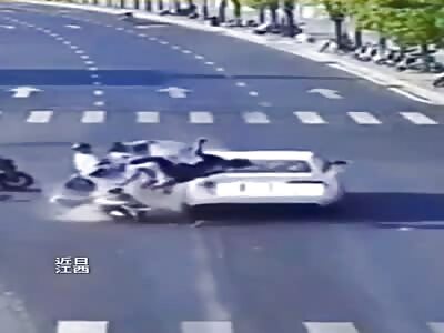 Speeding car run over multiple motorcyclist 