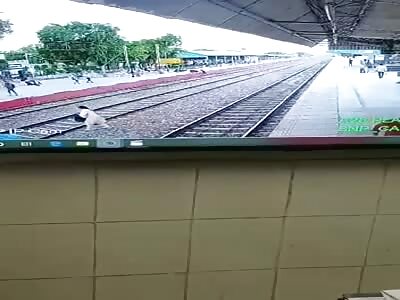 Indian man crossing train rail crashed dead 