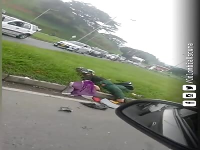 Fatal motorcycle crash (aftermath) 