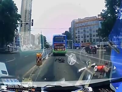 Stupid Chinese man on electric scooter crashed dead by speeding car 