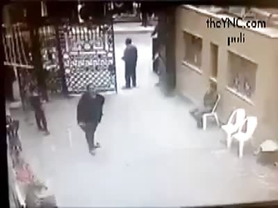 MOMENT OF THE SUICIDAL ATTACK AGAINST A CHURCH IN ALEXANDRIA (different angle)