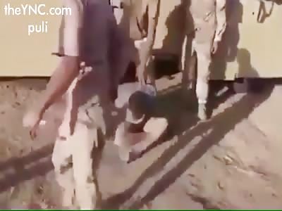 Iraq torturing a Sunni man handcuffed with belts and hammer