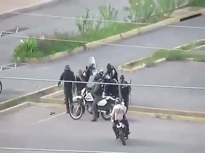 Maduro forces beating up a man in Venezuela. 
