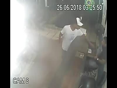 CCTV. Exact moment when man, stabbed