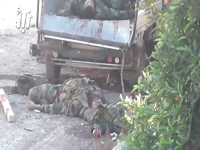 See some of the bodies of the lion gangs that tried to advance in the city of poor Sheikh in the Daraa.