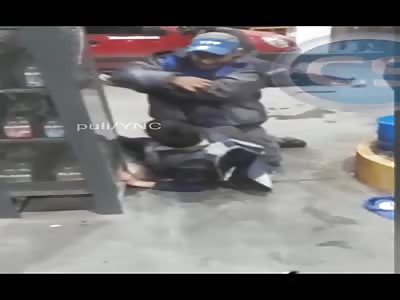THIEF PUNISHED BY SERVICE STATION WORKER