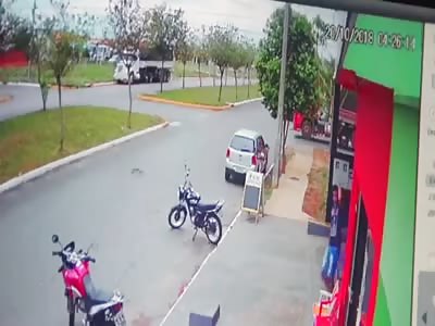 Motorcyclist Crushed to Death by Truck 