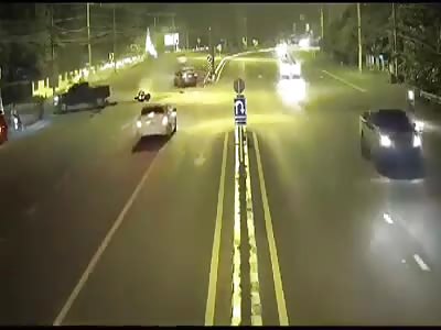 CCTV. accident.motorcycle vs automobile