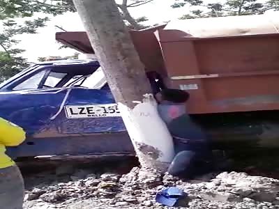 WTF. MAN CRUSHED BY TRUCK