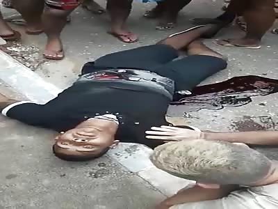 Man in agony after receiving shot