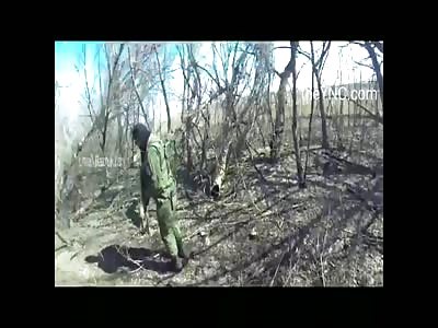 Russian Soldier Blown Up By Landmine 