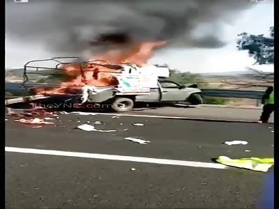Several dead and wounded on the Mexico Pachuca road, truck ramming pil
