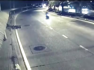 CCTV accident two motorcyclists lose control