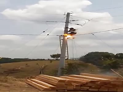 (full video) man totally burned and electrocuted