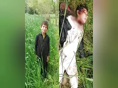 The video shows the boy with his throat cut