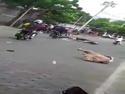 Wtf. Man you're run over by motorcycle 