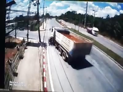 CCTV. motorcyclist vs truck