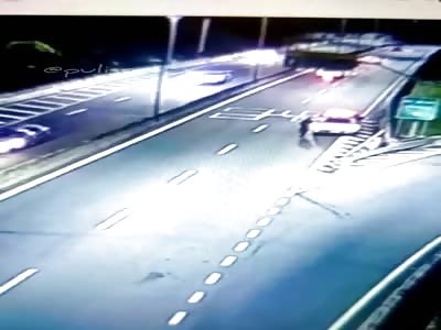 CCTV. police are run over on the highway 