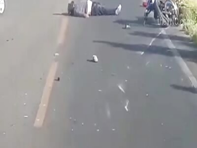 two motorcycles collide brutally +( Aftermath)