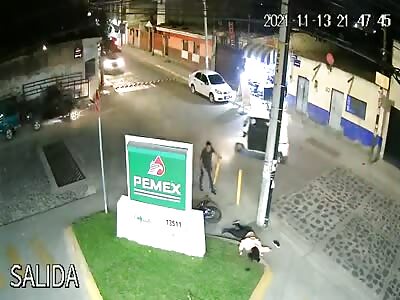 Brutal cctv accident where woman flies off 