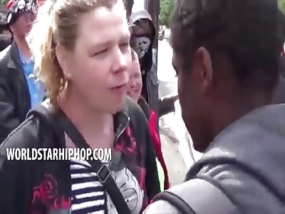 TRANSGENDER ANTIFA PROTESTER PICKS FIGHT WITH A BLACK MAN