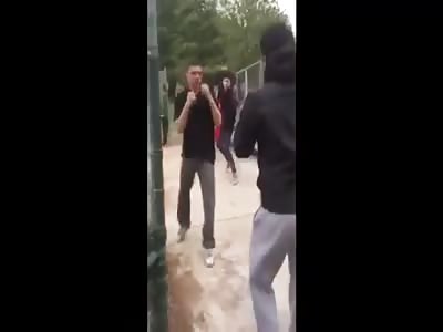 Loll girl runs around tazing people in a fight