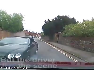 A Bentley crashes at high speed into an oncoming car 