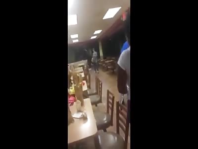 Guy goes bezerk in restaurant and lays out 2 