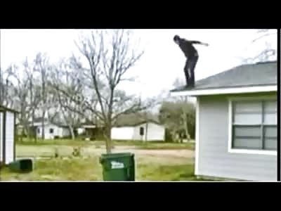 Frontflip From Roof Into Trash Bin Ends In Tail Bone Pain
