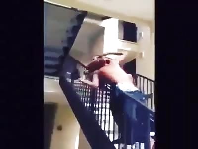 African Trying Act Like An Alpha Male Gets Choked And Thrown Down Stairs