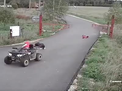 Mother Driving An ATV Hits Barrier And Injuries Her Toddler