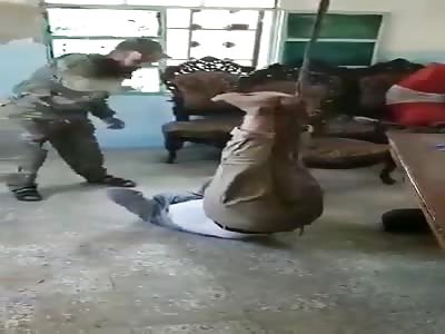 Turkish Soldier Beats A Tied Up Captive (Uncensored Video)