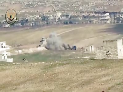 ATGM Direct Hit On Regime Convoy Resulting In The Destruction Of A Tank